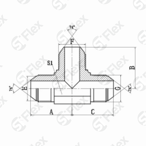Т-образный, JIC 74°, проходной (ш-ш-ш)