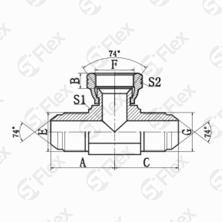 Т-образный, JIC 74°, проходной (ш-г-ш)