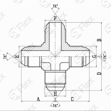 Х-образный, JIC 74°, проходной (ш-ш-ш-ш)
