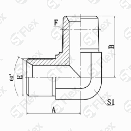 Угловой 90°, BSP 60°—Резьба Z (NPT), ввертной (ш-ш)