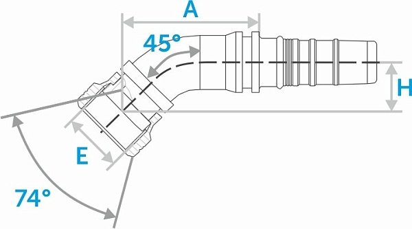 Фитинг JIC 45° ниппель-конус 74° (Interlock)