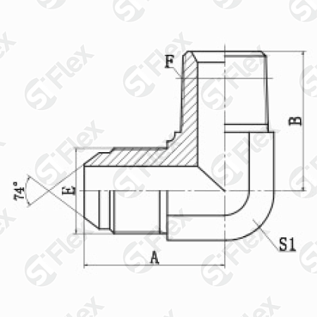Угловой 90°, JIC 74°—Резьба Z (NPT), ввертной (ш-ш)