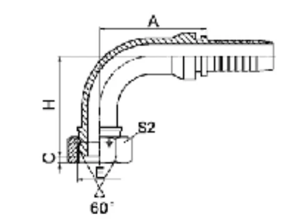 Фитинг BSP 90° ниппель-конус 60°