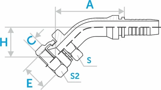 Фитинг JIS 45° (Komatsu) ниппель-конус 60°