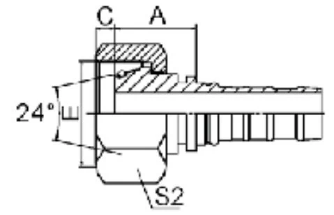 Фитинг-гайка DKOS ниппель-конус 24° с уплотнительным кольцом (Interlock)