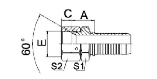 Фитинг JIS (Komatsu) ниппель-конус 60°